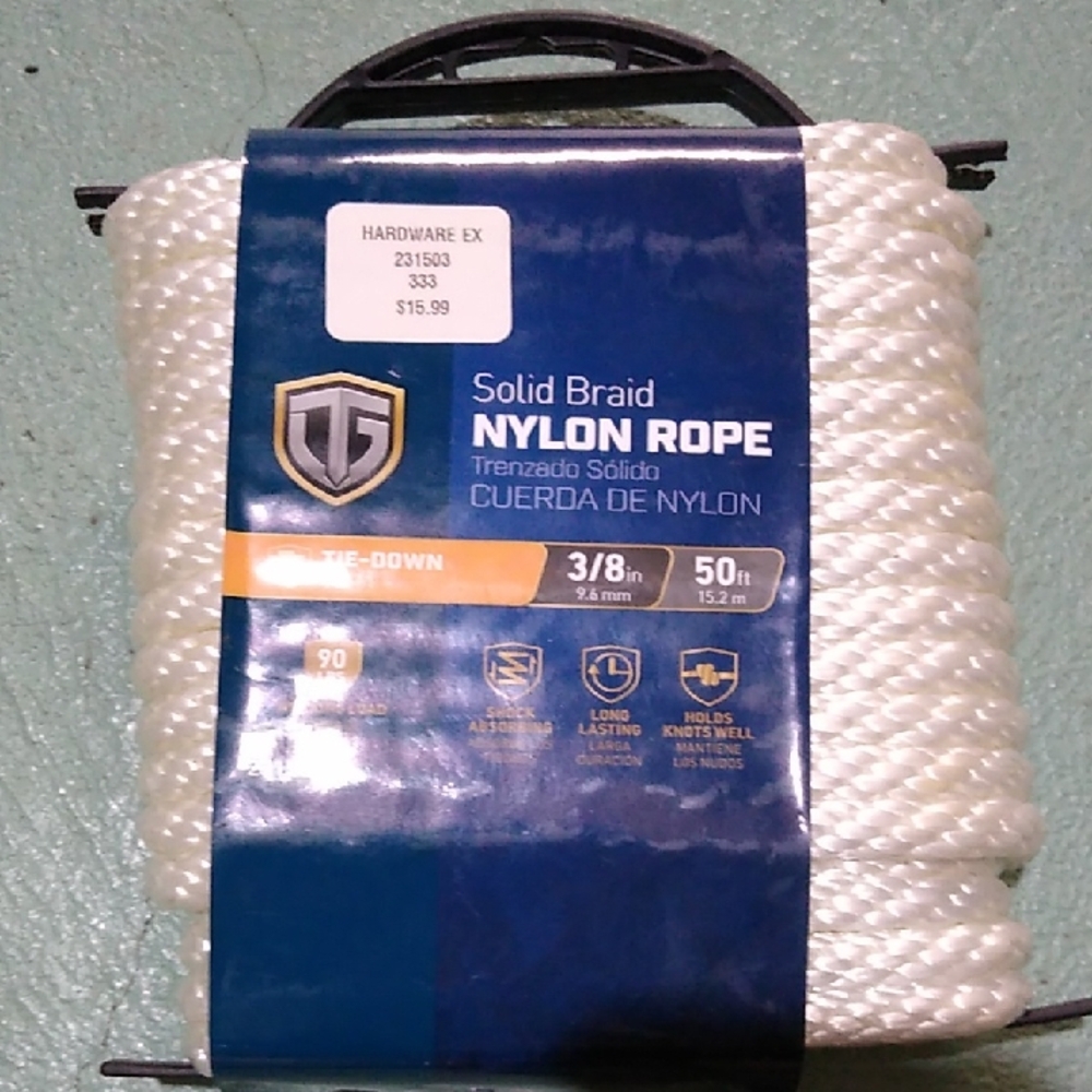 Solid Braid Nylon Rope 3/8 inch 50m